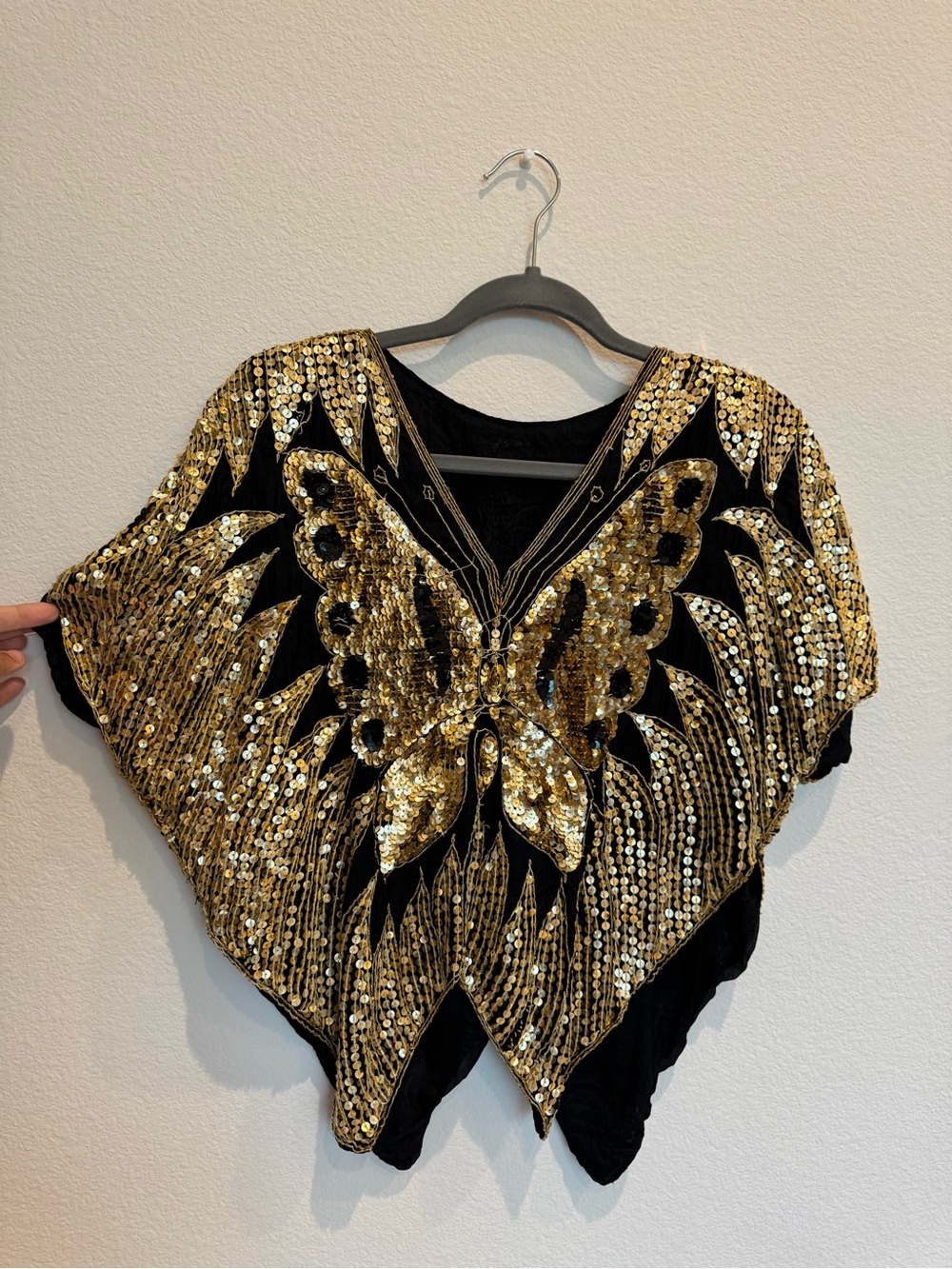 Vintage (70s I believe) made in India 100% silk sequin top (SITC)